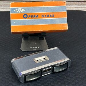 Vintage ATCO Opera Glass No 522 3x Coated Lens Folding Binoculars Japan with Box